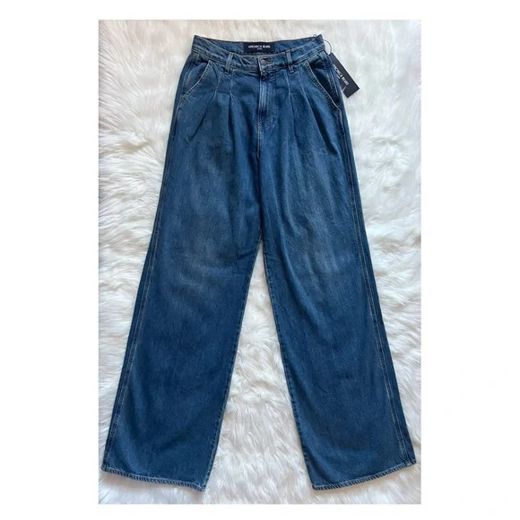 New! VERONICA BEARD Mia Pleated High Waist Wide Leg Jeans - Picture 6 of 11